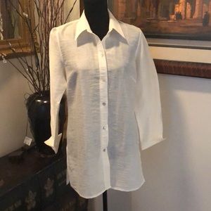 Sigrid Olsen white tunic top button down